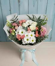 Букет цветов из:  Розы, Лизиантусы и Хризантемы в Лотошино