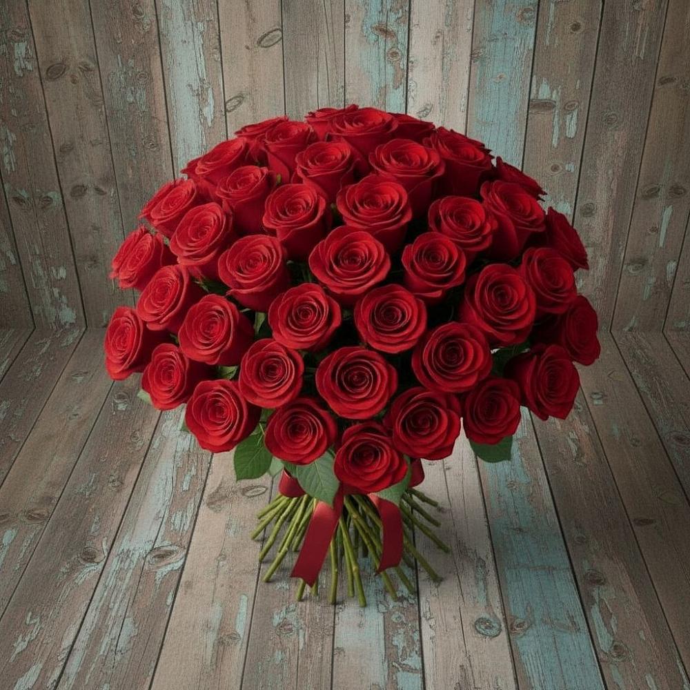 Букет 55 Красных роз Фридом в Лотошино