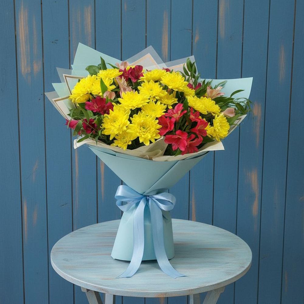 Букет цветов из: Альстромерии и Хризантемы в Лотошино