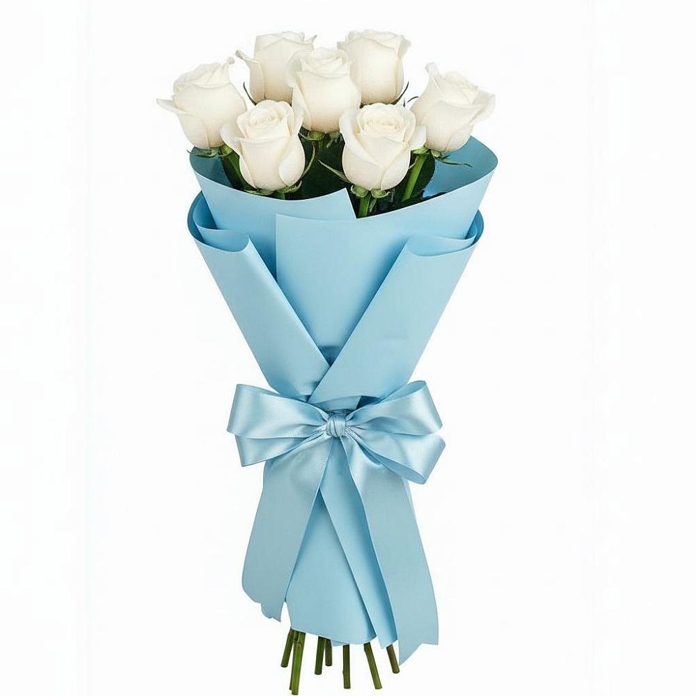 Букет 7 белых роз Проуд в Лотошино