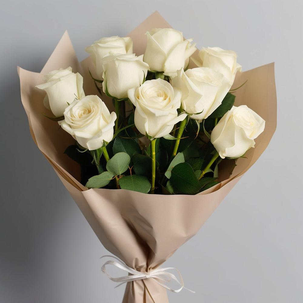 Букет 9 Белых роз Эдлесс Лав в Лотошино