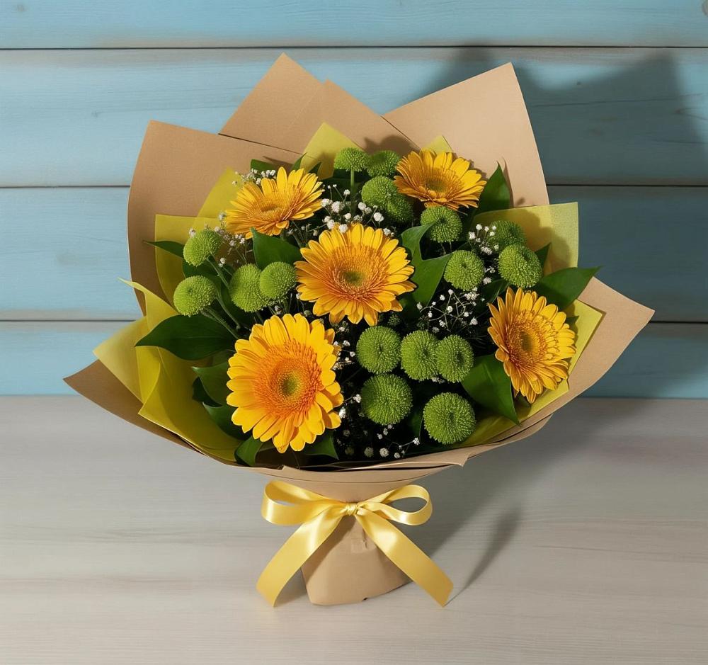 Букет цветов из: Герберы и Хризантемы в Лотошино