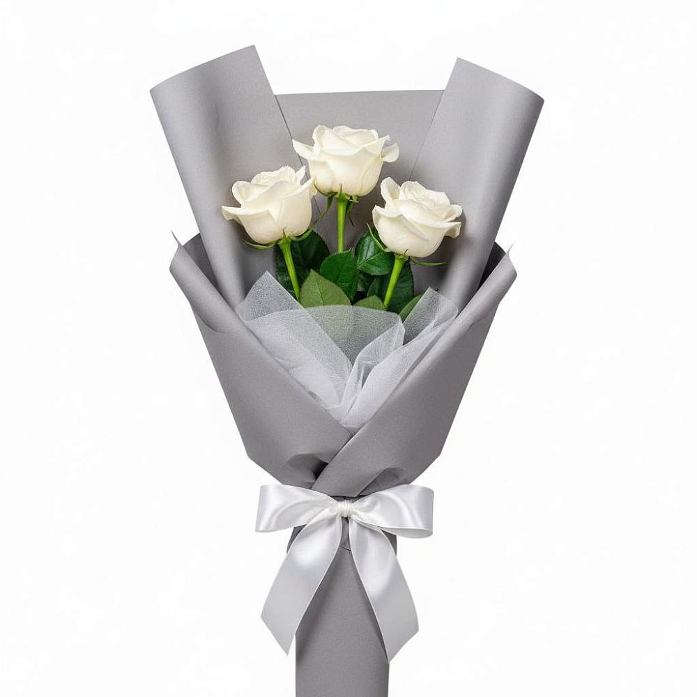 Букет 3 белые розы в Лотошино