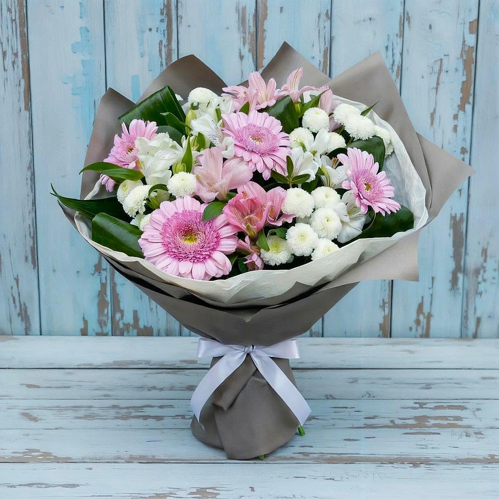 Букет цветов из: Герберы, Альстромерии и Хризантемы в Лотошино